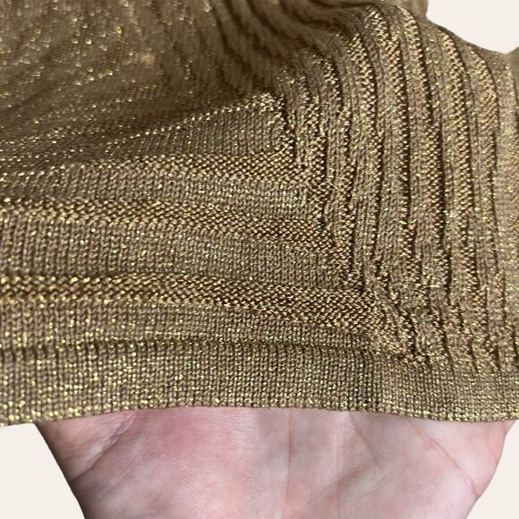 Chico’s Mixed Rib Shine Gold Knit Pullover Long Sleeve Sweater Top Size XL - Picture 8 of 12